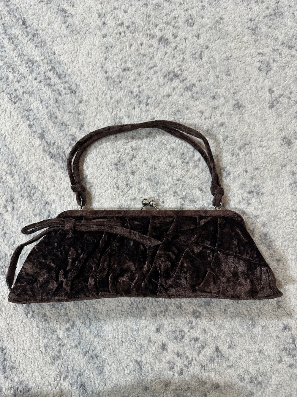 Vintage Apostrophe Brown Crushed Velvet Clutch Evening Bag